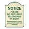 Signmission Do Not Leave Belongings in Sight Management Is Not Liable for Theft or Damage, A-DES-TG-1824-23529 A-DES-TG-1824-23529 - alternate 1